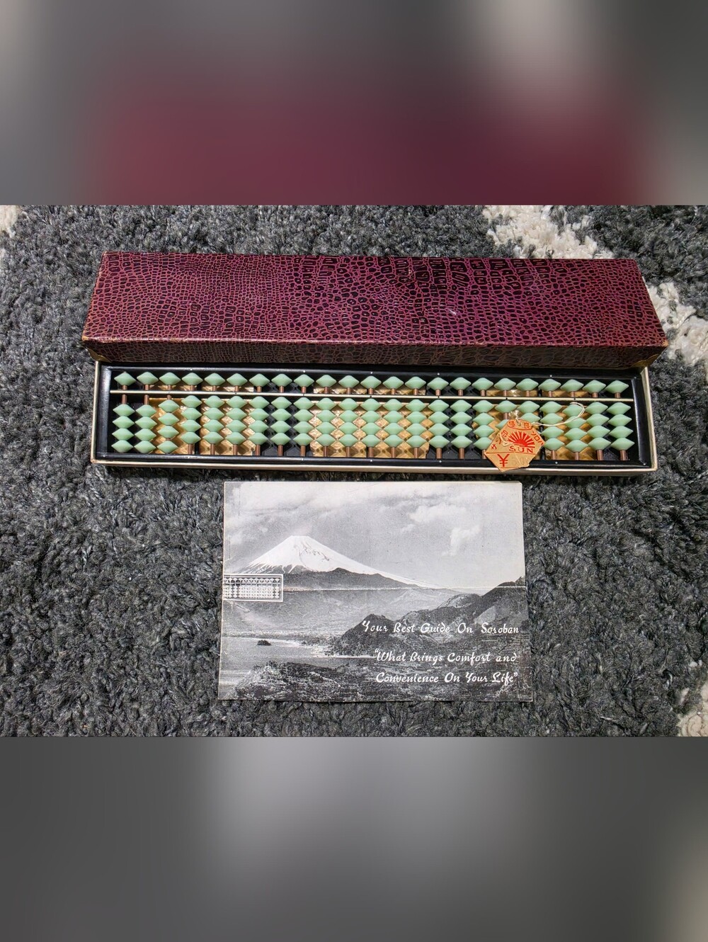 NIB Vintage Japanese SUN Soroban Special Abacus NOS Original Box & Tag 23 Column